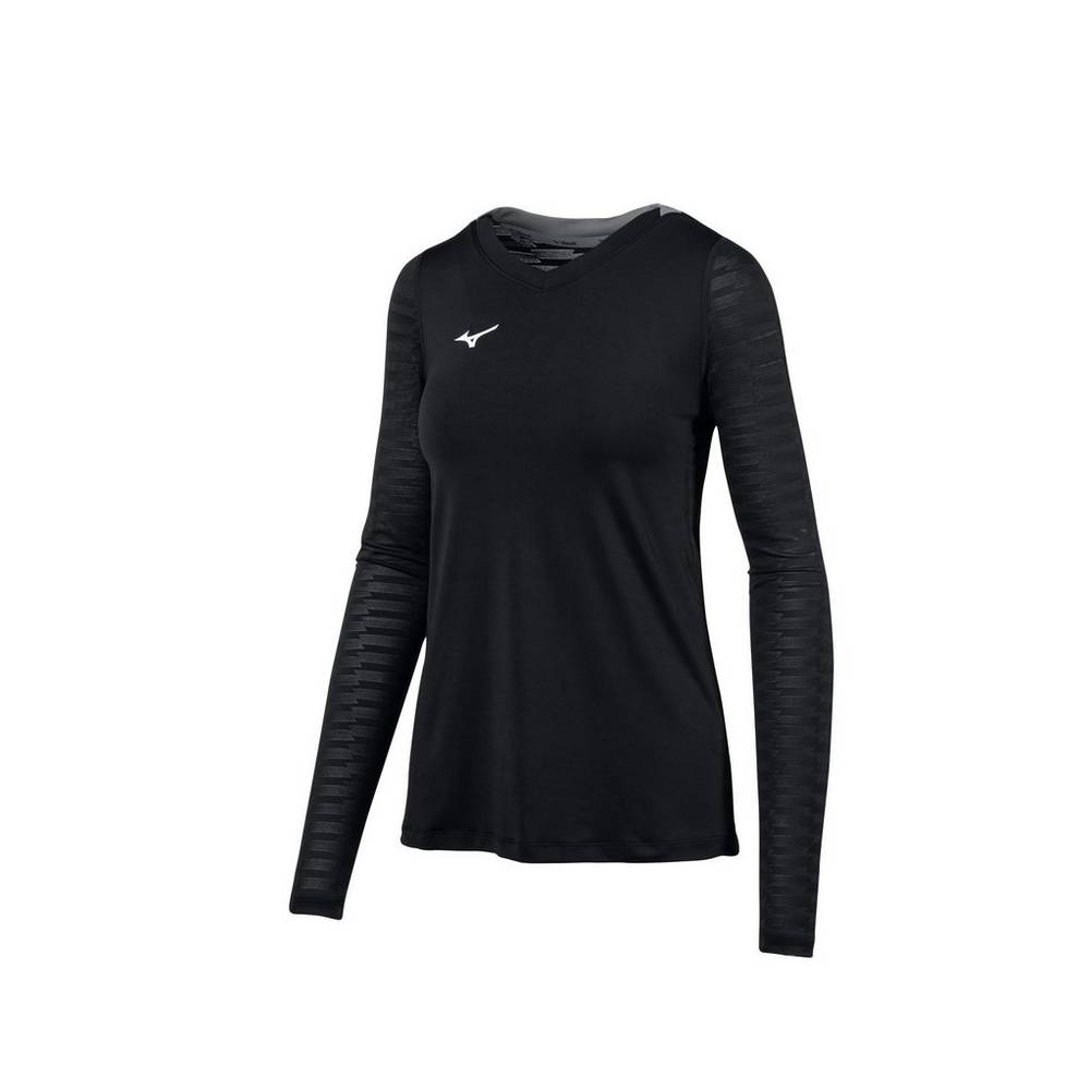 Mizuno United Long Sleeve Női Mezek Fekete DGA438690